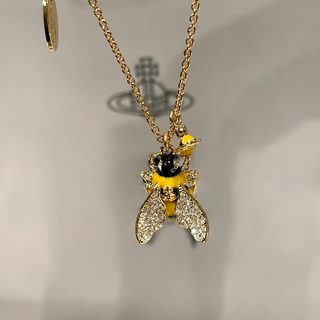 新款西太后对版昆虫小蜜蜂土星立体吊坠项链耳钉时尚复古项链