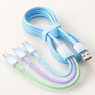 120W 그라데이션 컬러 짜임 일렬 3핸드폰 데이터 라인은 애플 화웨이 듀얼 Typ