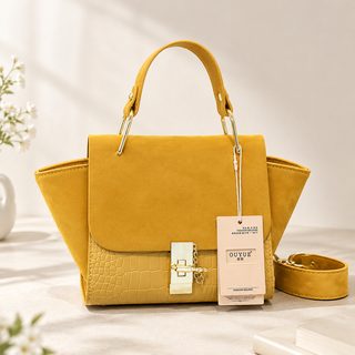 여성 PU 스퀘어 토트 크로스백 잠금장식 데일리 가방