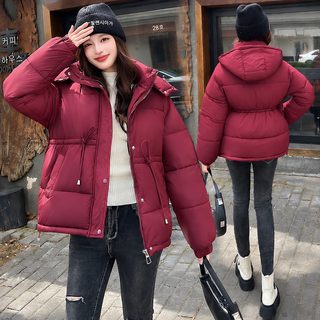 여성 오버핏 빅사이즈 후드 롱 패딩 점퍼 허리 스트링 겨울 방한 코트
