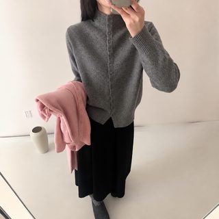 2025 봄가을 신상품 한국계 심플한 칼라 싱글 버클 니트 카디건 여성용 단색