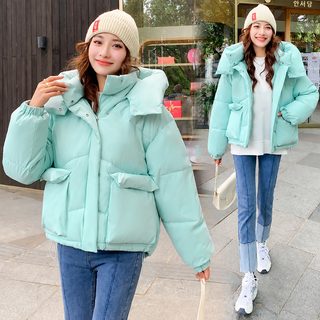 큰 포켓 솜옷 여자 캐주얼 유럽과 미국 루즈핏 날씬해 보온 후드 두께 패션 빵옷 바람 다운 면