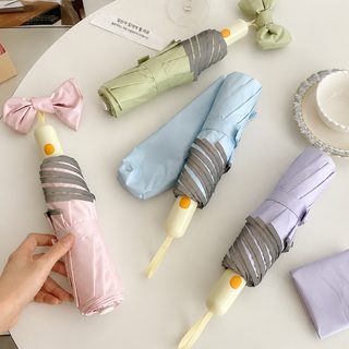 여성용 라운드 코너 3단 자동 우산 UPF50+ 자외선 차단 휴대용 초경량 양산 겸