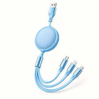 100W 6A 초고속 충전 3in1 릴타입 멀티 충전 케이블 애플 8핀 C타입 5핀