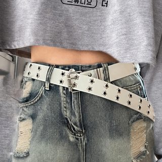 별 펀칭 아메리칸 와이드 허리띠 여성 남성 청바지 벨트 Y2K PU 패션 벨트
