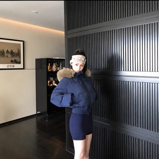 털넥 후드 흰색 패딩 면복녀 2025 겨울 신상 허리 접고 두껍게 보온 짧은 빵옷 외투