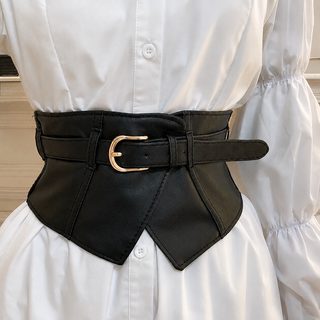 벨트 여성 장식에 스커트 코트 실용적 디자인감 블랙 와이드 허리 봉지 탄