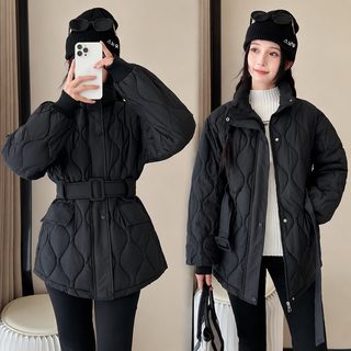 유럽 제품 기질 허리를 걷고 면복을 입다 여자 겨울 짧은 모델 한국계 옷을