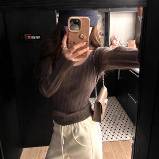 가을과 겨울 캡슐 베이스 편안하게 사람을 고르지 않고 여자 겨울 슬림핏 날씬해 보이는 u넥 니트 베이스 셔츠