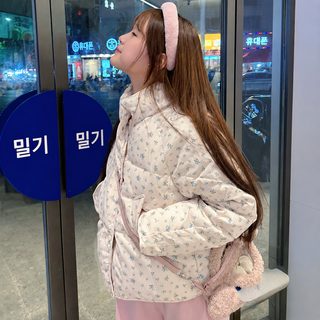 미국식 쇼트 우유 fufu 플라워 빵 면복 여자 겨울 oversize 루즈한 보온 두꺼운 외투 면옷