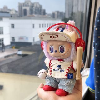 옷만 Labub 와복 옷 야구셔츠 에나멜 얼굴 피규어 인형옷 la 천으로 야구모자