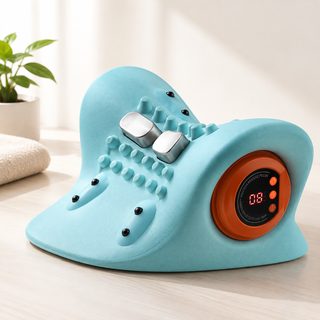 跨境智能睡眠枕颈椎理疗热敷按摩枕家用头部肩颈按摩器多模式护颈