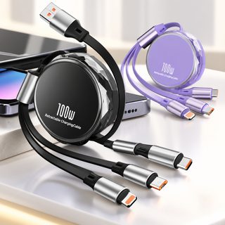 흥성하다 100W 3in1 신축 충전 케이블 USB C타입 라이트닝 마이크로 1.2m