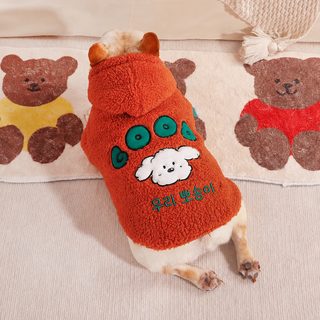 강아지 겨울 기모 후드 티셔츠 소형견 보온 애견 겨울옷