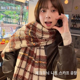 2026 뉴 체크 머플러 여성 가을겨울 고급감 한국판 모조 캐시미어 두께 보온 목도리 숄