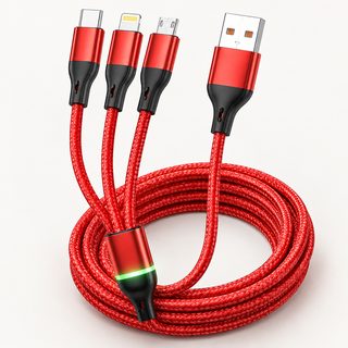 100W LED 나일론 3in1 고속충전 케이블 아이폰 갤럭시 화웨이 멀티 충전선
