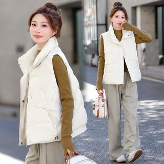 여성 패딩 조끼 2025 가을겨울 데일리 루즈핏 하이넥 숏 베스트