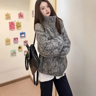 미디엄 롱 터틀넥 여성 가을 겨울 신상 니트 카디건 크로스보더 나른한 바