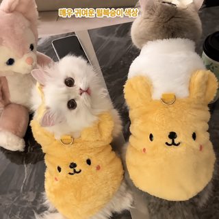 귀여운 고양이 겨울 보온 기모 조끼｜실버태비·랙돌·블루고양이용 반려묘
