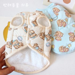 강아지 고양이 겨울 패딩 조끼 소형견 보온 반려동물 누빔 면마 조끼