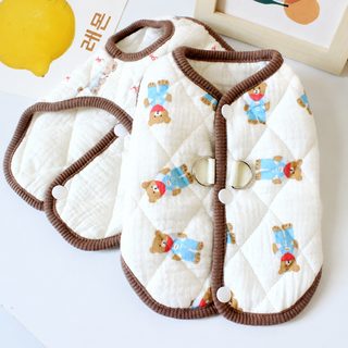 겨울 강아지 고양이 패딩 조끼 두꺼운 보온 등버클 반려동물 옷 테디 비숑