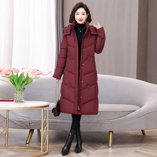 중년 면복 여성 플러스 롱 무릎 2025 겨울 신상 패션 서양 가후 보온 면옷 면저고리 외투