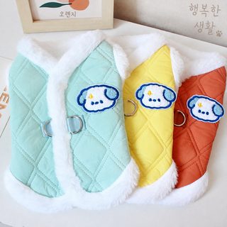 강아지 옷 소형견 고양이 가을 겨울 보온 누빔 패딩 등버클 조끼
