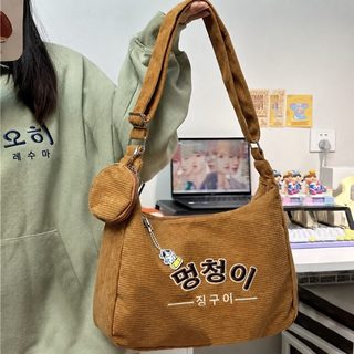 일본계 코듀로이 ins풍 빈티지 캐주얼 백합 크로스백 여학생 수업 통근 백팩