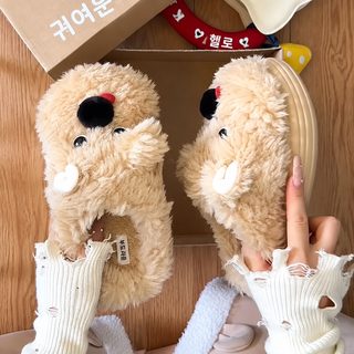 귀여운 만화 강아지 털구두녀 2026년 가을겨울 신상 두꺼운 밑창 백배증고