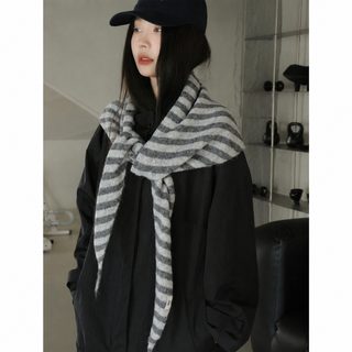 여성 스트라이프 삼각 스카프 가을 겨울 보온 빈티지 숄 목도리