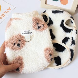강아지 옷 애완견 복장 소형견 고양이 비숑 가을 겨울 보온 편안하고 부드러운 만화 플러스 두꺼운 융 조끼