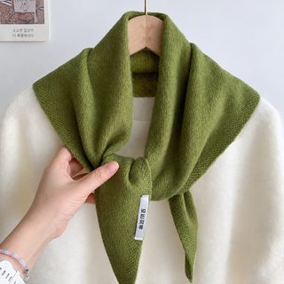 여성 가을 겨울 울 혼방 니트 삼각 스카프 단색 숄 겸용 보온 목도리