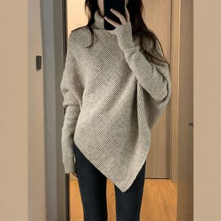 주량 한국계 기질 단색 터틀넥 스웨터 여자 가을 겨울 신상 헐렁헐렁 날씬