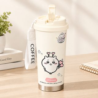 치이카와 보온병 520ml 316 스테인리스 빨대 텀블러 스트랩 학생 휴대용 물병