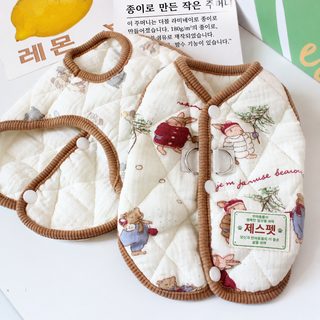 가을 겨울 도톰한 면사 반려동물 조끼 고양이 강아지 보온 등단추 카디건