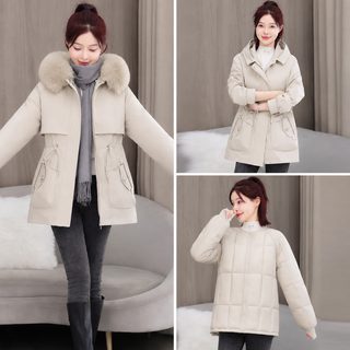 한 옷 세 옷 내담 탈부착 가능 크로스보더 극복 여자 2025 겨울 큰 털 깃 날씬