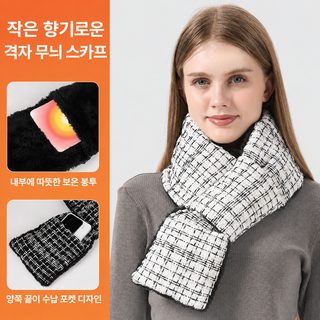 겨울 체크 머플러 남녀공용 트위드 스타일 방풍 보온 패딩 목도리 핫팩 수