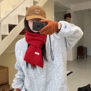뉴 울 혼방 스카프 여성 가을 겨울 단색 보온 한국판 백합 심플 패션 상큼하고 달콤한 목도리