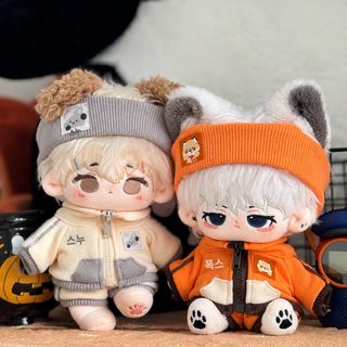 20cm 솜인형 옷 교체용 세트 무속성 인형 여우 늑대 헤어밴드 상의 바지