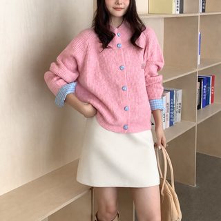 2025년 가을 겨울 신상 디자인 감각 반목 니트 카디건 작은 키 캐주얼 나른한