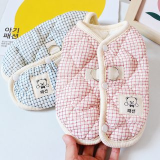 강아지 고양이 테디 비베어 면 버클 조끼 가을 겨울 체크 보온 산책용 반려