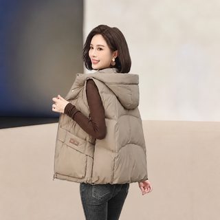 공장 직발 2025 가을 겨울 신상 느슨하고 두꺼운 겉옷 민소매 패딩 조끼 여자 빵옷 조끼 조끼 숄더