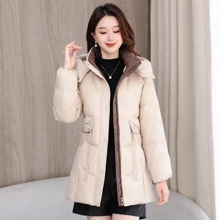 중장형 패딩 엄마옷 2025 신상 두께 보온 후드 중장년 겨울 패딩 외투녀