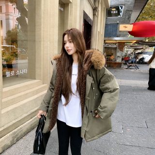 빈티지 작업복 후드파 극복녀 겨울 2025년 신상 기모 두께 돌격 패딩 면복 외