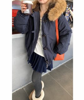 여성 겨울 웰론 패딩 후드 파카 풍성한 퍼 카라 두꺼운 오버핏 캐주얼 점퍼