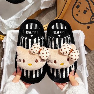 높은 용모치 리본 고양이 면 슬리퍼 여자 2026 가을 겨울 신상 패션 백합 편
