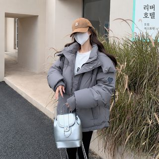 빅사이즈 여성 겨울 패딩 점퍼 웰론 충전재 루즈핏 후드 롱슬리브 두꺼운