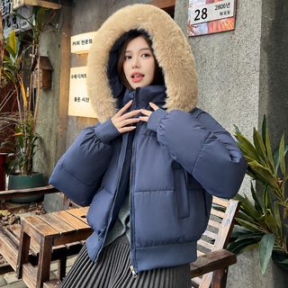 겨울 큰 털넥 후드 짧은 패딩 면복녀 2025 폭발적인 고급감 날씬해 보온 빵옷 면저고리