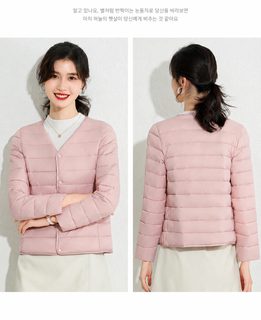 여성 경량 솜패딩 숏자켓 무카라 라운드넥 긴팔 이너 아우터