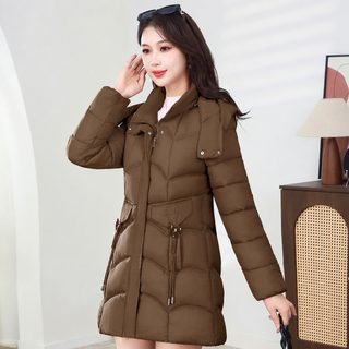 중년 엄마 겨울옷 패딩 면복 여자 중장형 2025 신형 후드 두께 보온 면저고리 외투 도매